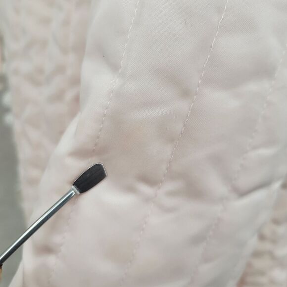 Barbizon Vintage Satin Serene Nylon Pink Quilted Jacket with Cream Lace Trim - Picture 5 of 12